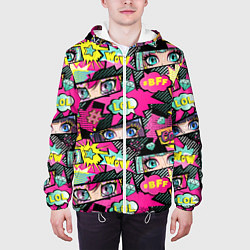 Куртка с капюшоном мужская Глаза аниме-девушки: cool pattern, цвет: 3D-белый — фото 2