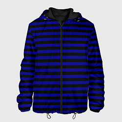 Куртка с капюшоном мужская Черно-синие полосы, цвет: 3D-черный
