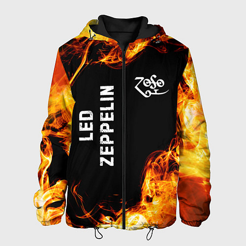 Мужская куртка Led Zeppelin и пылающий огонь / 3D-Черный – фото 1