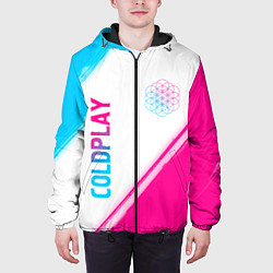 Куртка с капюшоном мужская Coldplay neon gradient style: надпись, символ, цвет: 3D-черный — фото 2