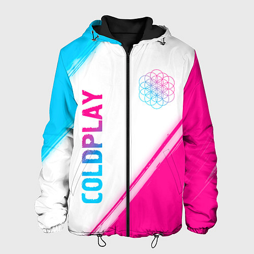 Мужская куртка Coldplay neon gradient style: надпись, символ / 3D-Черный – фото 1