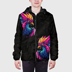 Куртка с капюшоном мужская Киберпанк Птица, цвет: 3D-черный — фото 2