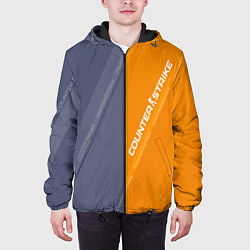 Куртка с капюшоном мужская Counter Strike 2 Blue Orange Pattern, цвет: 3D-черный — фото 2