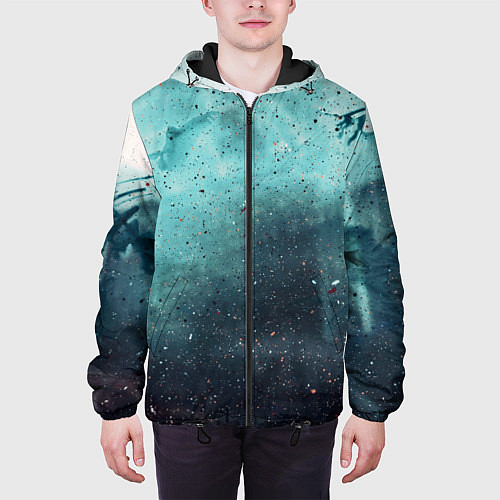 Мужская куртка Светло-синий тени и краски / 3D-Черный – фото 3