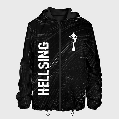 Мужская куртка Hellsing glitch на темном фоне: надпись, символ / 3D-Черный – фото 1