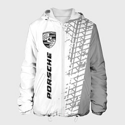 Мужская куртка Porsche speed на светлом фоне со следами шин: по-в