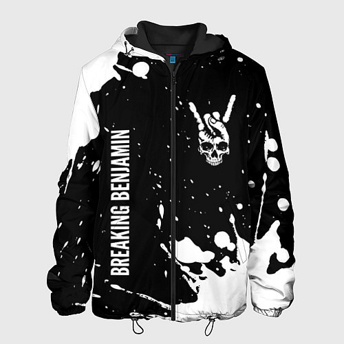 Мужская куртка Breaking Benjamin и рок символ на темном фоне / 3D-Черный – фото 1