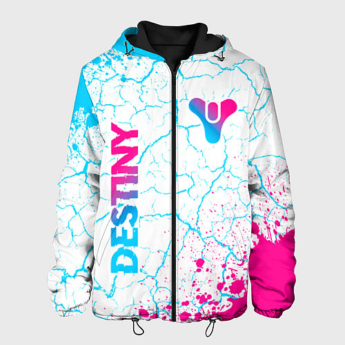 Мужская куртка Destiny neon gradient style: надпись, символ / 3D-Черный – фото 1