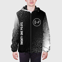 Куртка с капюшоном мужская Twenty One Pilots glitch на темном фоне: надпись,, цвет: 3D-черный — фото 2