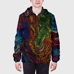 Куртка с капюшоном мужская Разноцветные английские буквы, цвет: 3D-черный — фото 2