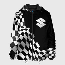Куртка с капюшоном мужская Suzuki racing flag, цвет: 3D-черный