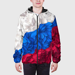 Куртка с капюшоном мужская Флаг России из цветов, цвет: 3D-черный — фото 2