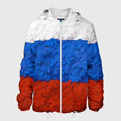 Куртка с капюшоном мужская Флаг Российской Федерации из цветов, цвет: 3D-белый
