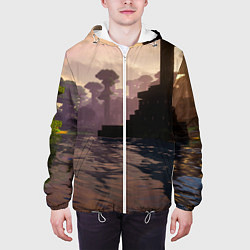 Куртка с капюшоном мужская Minecraft - река в лесу, цвет: 3D-белый — фото 2