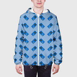 Куртка с капюшоном мужская Синяя консоль тетрис, цвет: 3D-белый — фото 2
