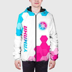 Куртка с капюшоном мужская Yamaha neon gradient style: надпись, символ, цвет: 3D-черный — фото 2