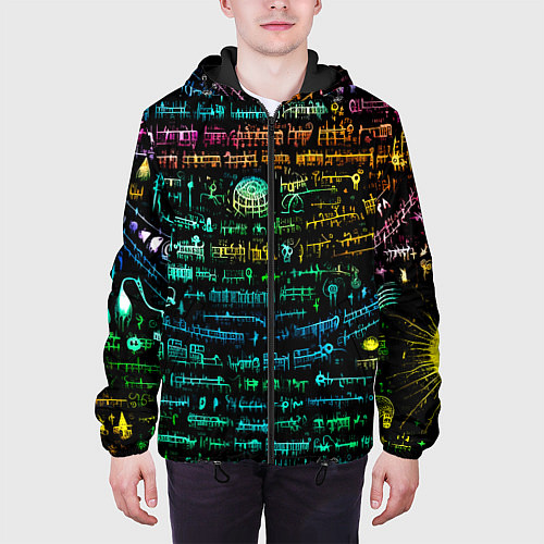 Мужская куртка Символы психоделика - нейронная сеть / 3D-Черный – фото 3
