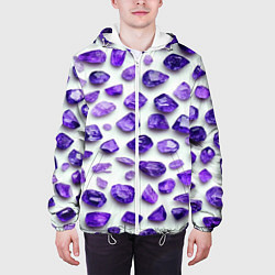 Куртка с капюшоном мужская Россыпь аметистов, цвет: 3D-белый — фото 2