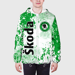 Куртка с капюшоном мужская Skoda auto logo, цвет: 3D-белый — фото 2