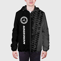 Куртка с капюшоном мужская Mercedes speed на темном фоне со следами шин: по-в, цвет: 3D-черный — фото 2