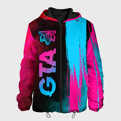 Мужская куртка GTA - neon gradient: по-вертикали / 3D-Черный – фото 1