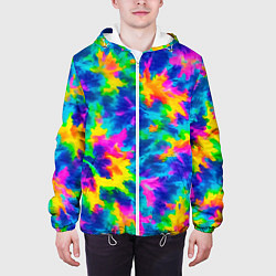 Куртка с капюшоном мужская Тай-дай цветные краски, цвет: 3D-белый — фото 2