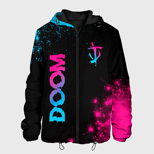 Мужская куртка Doom - neon gradient: надпись, символ / 3D-Черный – фото 1