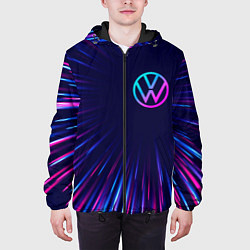 Куртка с капюшоном мужская Volkswagen neon speed lines, цвет: 3D-черный — фото 2