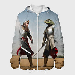 Куртка с капюшоном мужская Древний Рус против Ящера, цвет: 3D-белый