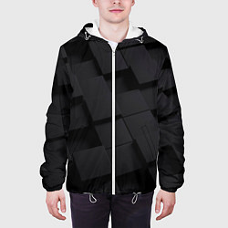 Куртка с капюшоном мужская Чёрные геометрические блоки, цвет: 3D-белый — фото 2