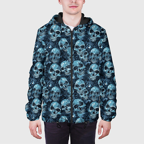 Мужская куртка Синие черепа / 3D-Черный – фото 3