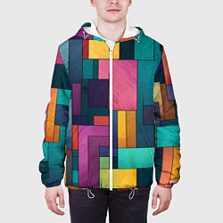 Куртка с капюшоном мужская Современные геометрические фигуры, цвет: 3D-белый — фото 2