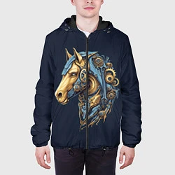 Куртка с капюшоном мужская Механический конь, цвет: 3D-черный — фото 2