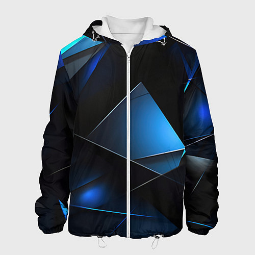 Мужская куртка Черные и синие элементы / 3D-Белый – фото 1