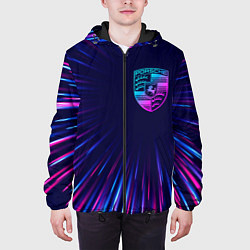 Куртка с капюшоном мужская Porsche neon speed lines, цвет: 3D-черный — фото 2