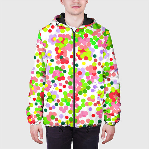 Мужская куртка Разноцветное конфетти на белом / 3D-Черный – фото 3