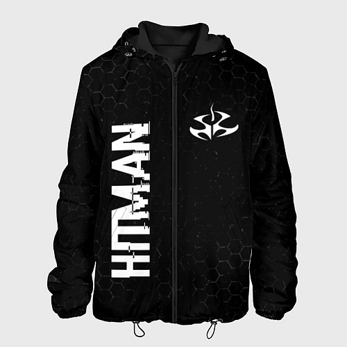 Мужская куртка Hitman glitch на темном фоне: надпись, символ / 3D-Черный – фото 1
