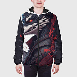 Куртка с капюшоном мужская Волк в полнолуние, цвет: 3D-черный — фото 2