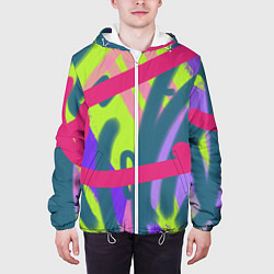 Куртка с капюшоном мужская Цветастая графика, цвет: 3D-белый — фото 2