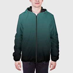 Куртка с капюшоном мужская Градиент зелено-черный, цвет: 3D-черный — фото 2