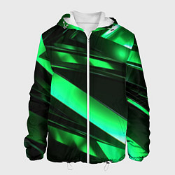 Куртка с капюшоном мужская Зеленая неоновая абстракция, цвет: 3D-белый