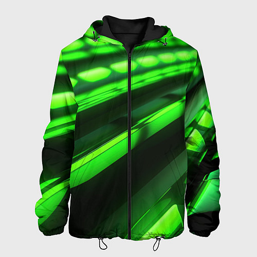 Мужская куртка Green neon abstract / 3D-Черный – фото 1