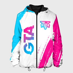 Куртка с капюшоном мужская GTA neon gradient style: надпись, символ, цвет: 3D-черный