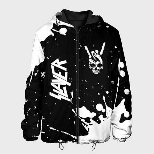 Мужская куртка Slayer и рок символ на темном фоне / 3D-Черный – фото 1