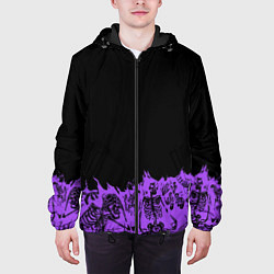 Куртка с капюшоном мужская Скелеты в неоновом огне, цвет: 3D-черный — фото 2