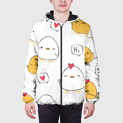 Куртка с капюшоном мужская Привет цыпленок, цвет: 3D-черный — фото 2