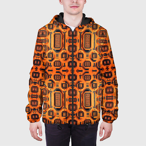 Мужская куртка Оранжевый киберпанк / 3D-Черный – фото 3