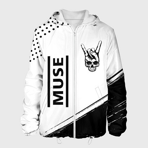 Мужская куртка Muse и рок символ на светлом фоне / 3D-Белый – фото 1
