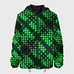Куртка с капюшоном мужская Яркие зеленые точки, цвет: 3D-черный