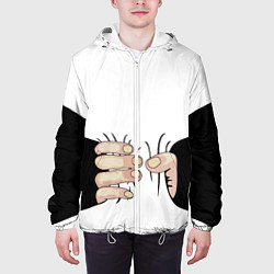 Куртка с капюшоном мужская Рука сжимает талию, цвет: 3D-белый — фото 2
